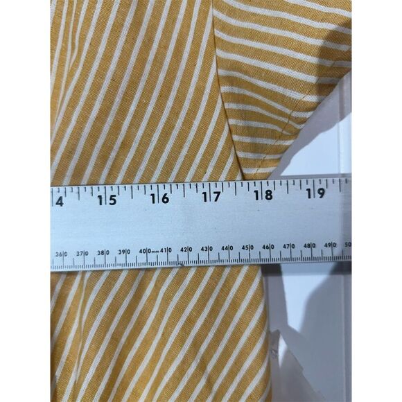 Showpo Mustard Stripe Playsuit Romper US 12 NWT Deep V Belted Summer Cottagecore - Picture 4 of 7